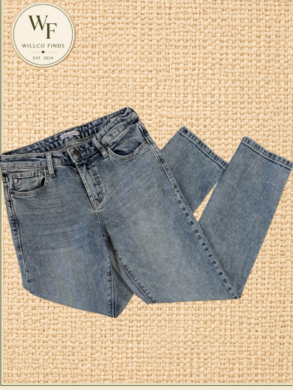 Dear John Women’s Blair High Rise Straight Jeans Size 26 Cuffed Acid Wash Denim